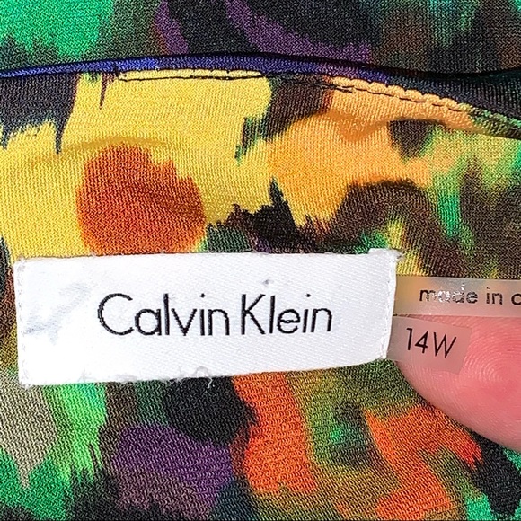 CALVIN KLEIN ⭐️ Primary Color Floral Sleeveless Cowl Neck Dress - Picture 7 of 8